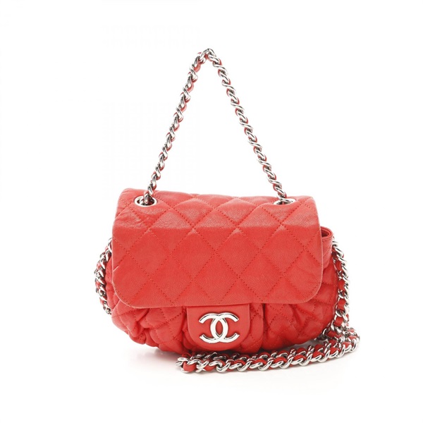 CHANEL Matelasse Chain Around Shoulder Bag A49914 leather Red Used SHW