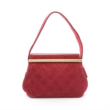 CHANEL Matelasse Handbag A2600 Suede Red Used Women GHW CC Coco