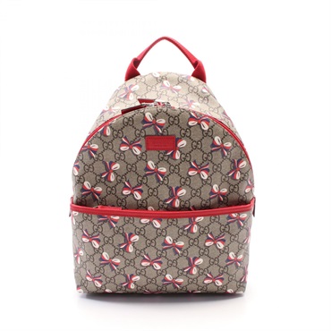 GUCCI GG Supreme Backpack for children 271327 canvas Beige Brown Red Used unisex