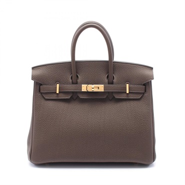HERMES Birkin 25 Handbag 041344CC Togo leather Brown Ecorce Used Women W GHW