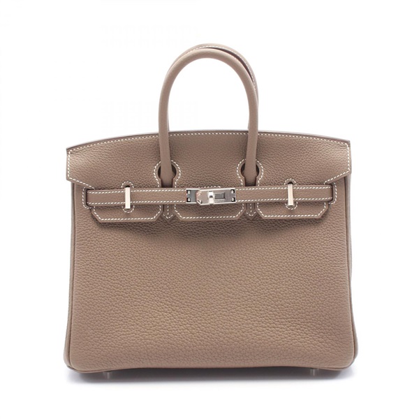 HERMES Birkin 25 Hand bag B 041344CK Togo leather Etoupe Grey SHW