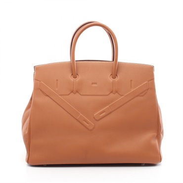 HERMES shadow Birkin 35 Handbag Swift leather Brown Gold Used Women D SHW