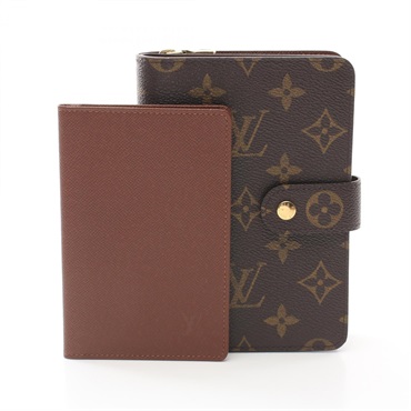LOUIS VUITTON Porte Papier Zip wallet M61207 Monogram canvas Brown Used Women LV