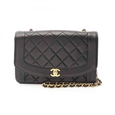CHANEL Matelasse Diana Flap chian Shoulder Bag A01165 Lambskin Black Used GHW