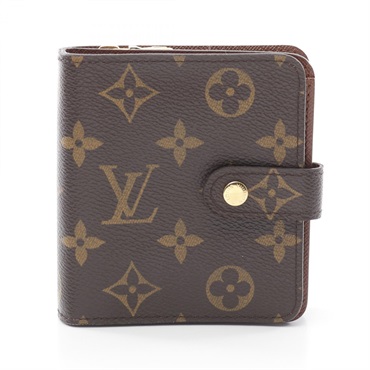 LOUIS VUITTON Compact zip Wallet M61667 Monogram canvas Brown Used Women LV