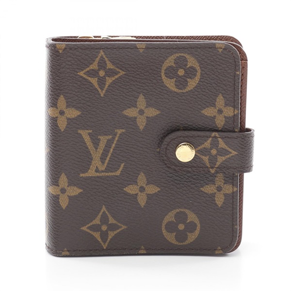 LOUIS VUITTON Compact zip Wallet M61667 Monogram canvas Brown Used Women LV