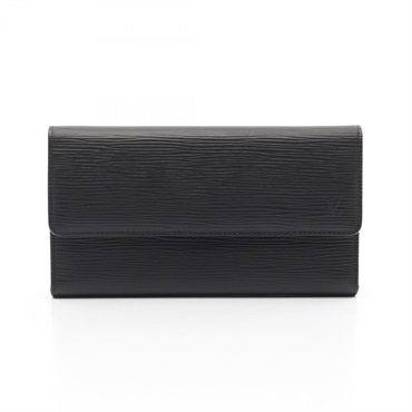 LOUIS VUITTON Porte Tressor long wallet M63382 Epi leather Black Used unisex LV