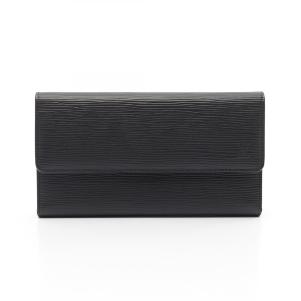 LOUIS VUITTON Porte Tressor long wallet M63382 Epi leather Black Used unisex LV