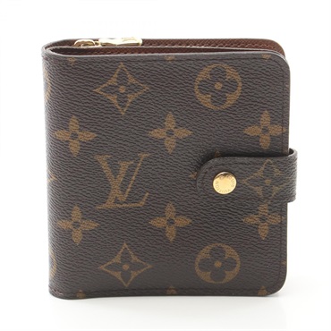 LOUIS VUITTON Compact zip wallet M61667 Monogram canvas Brown Used Women LV