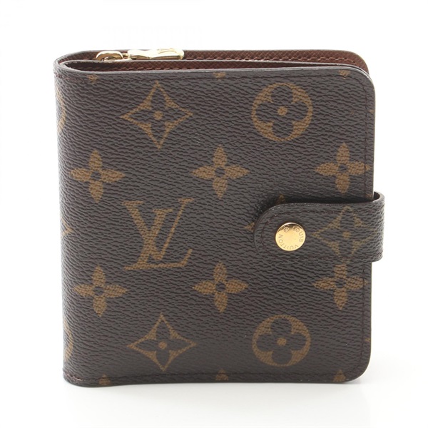 LOUIS VUITTON Compact zip wallet M61667 Monogram canvas Brown Used Women LV