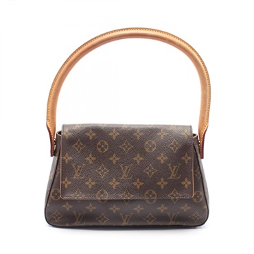 LOUIS VUITTON Mini looping Hand bag M51147 Monogram canvas leather Brown Used