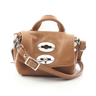 ZANELLATO POSTINA MINI 2way crossbody Shoulder Bag leather Brown Used Women