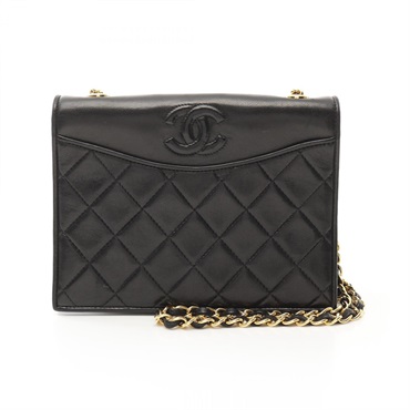 CHANEL Matelasse chain Shoulder Bag Lambskin leather Black Used GHW
