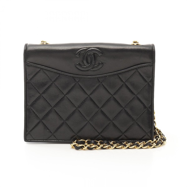 CHANEL Matelasse chain Shoulder Bag Lambskin leather Black Used GHW