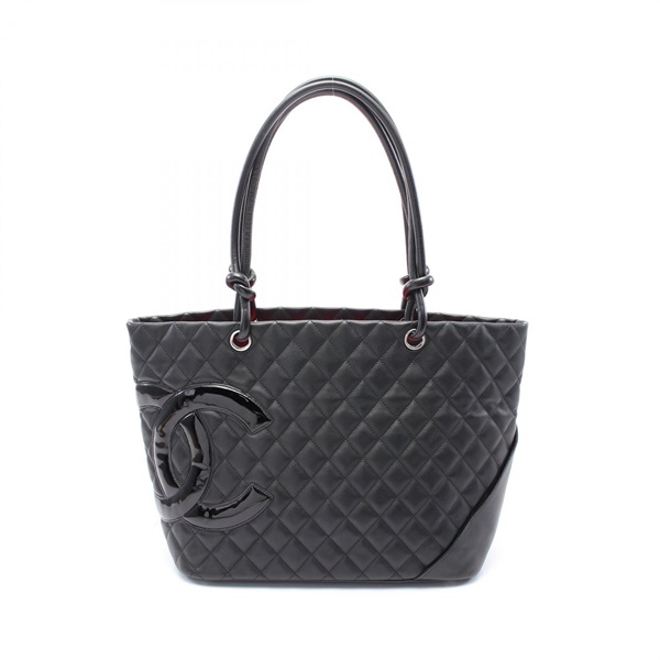 CHANEL Cambon Line Large Tote shoulder Bag A25169 Patent leather Black Used SHW