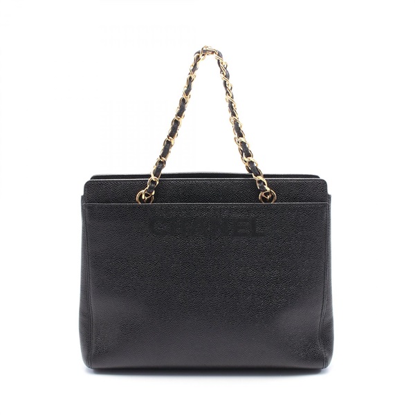 CHANEL Hand chain tote bag A08913 leather Black Used GHW