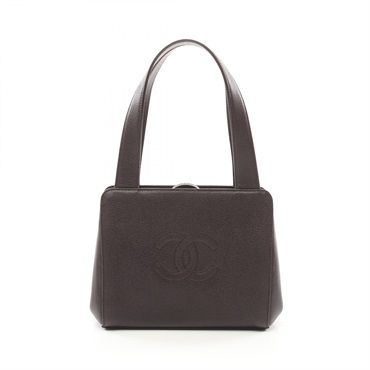 CHANEL COCO Mark Hand bag leather Brown Used
