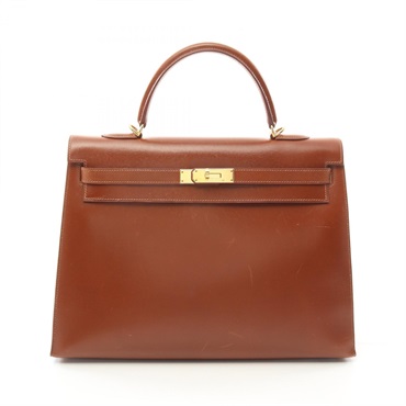 HERMES Kelly 35 2way shoulder Hand bag E Box calf leather Noisette Used GHW