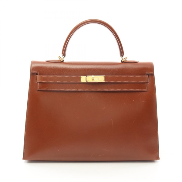 HERMES Kelly 35 2way shoulder Hand bag E Box calf leather Noisette Used GHW