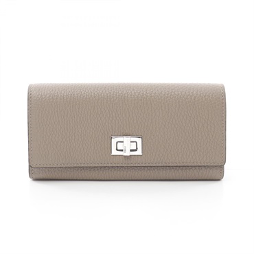 FENDI Peekaboo Bifold long wallet purse 8M0427 leather Beige Used