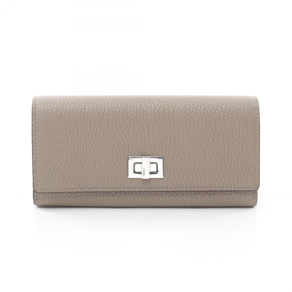 FENDI Peekaboo Bifold long wallet purse 8M0427 leather Beige Used