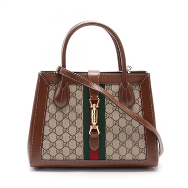 GUCCI Jackie 1961 GG Supreme 2way shoulder Handbag 649016 Beige Brown Used Women