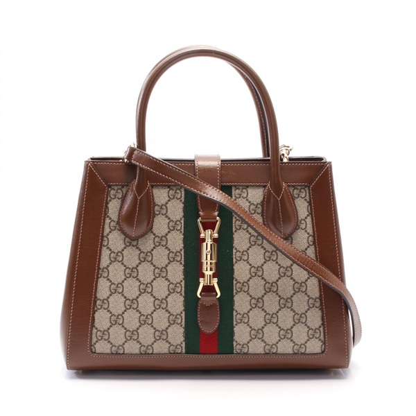 GUCCI Jackie 1961 GG Supreme 2way shoulder Handbag 649016 Beige Brown Used Women