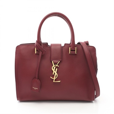 SAINT LAURENT Baby Cabas YSL Line 2way Handbag 424868 leather Bordeaux Used