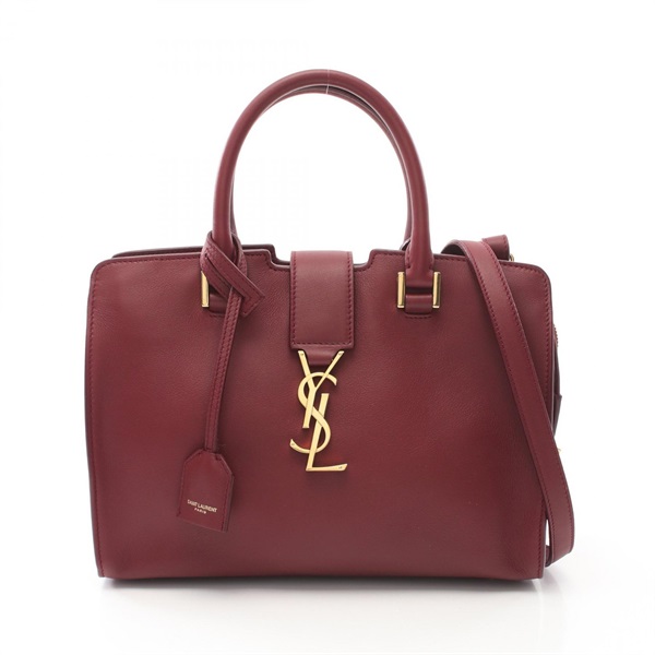 SAINT LAURENT Baby Cabas YSL Line 2way Handbag 424868 leather Bordeaux Used