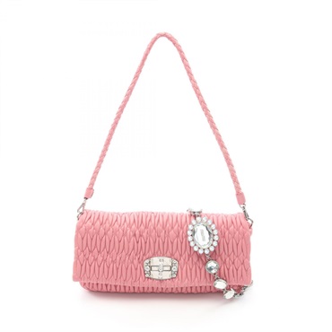 Miu Miu NAPPA CRYSTAL Matelasse Shoulder Bag RP0233 leather Pink Used Women