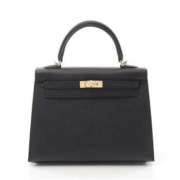 HERMES Kelly 25 2way shoulder Hand bag W 038416CC Epsom Black Used GHW