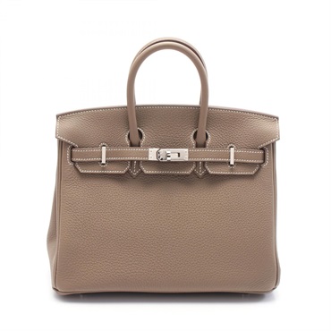 HERMES Birkin 25 Hand bag W 041344CK Togo leather Etoupe Grey Used SHW