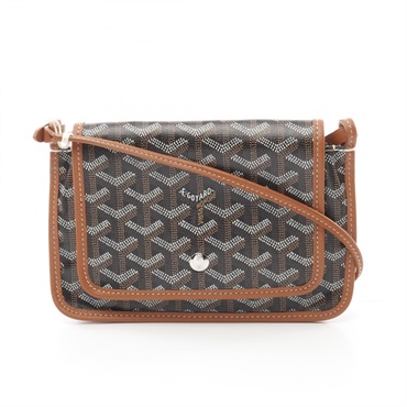GOYARD plume pouch wallet Shoulder Bag coated canvas leather Black Brown Used