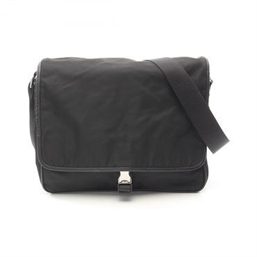 PRADA TESSUTO SAFFIANO crssbody Shoulder Bag V166 leather Black Used unisex