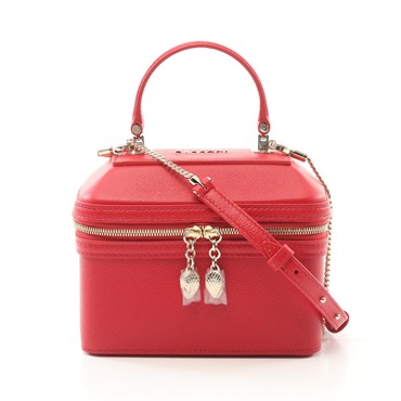 BVLGARI Serpenti 2way chain Shoulder Handbag crossbody leather Red Used Women
