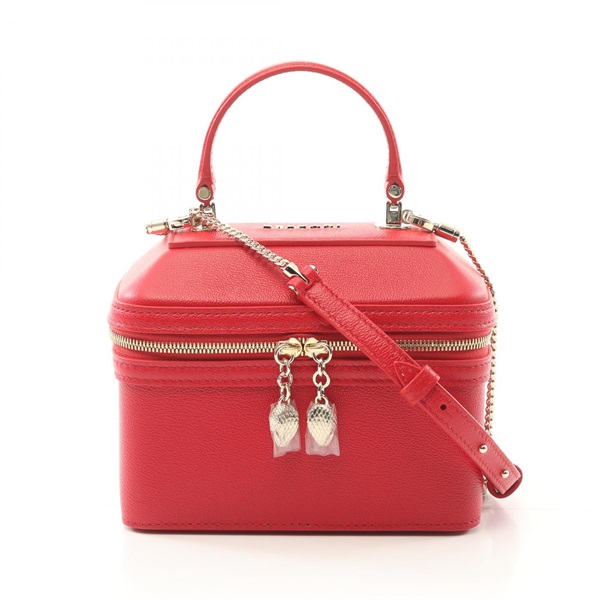 BVLGARI Serpenti 2way chain Shoulder Handbag crossbody leather Red Used Women