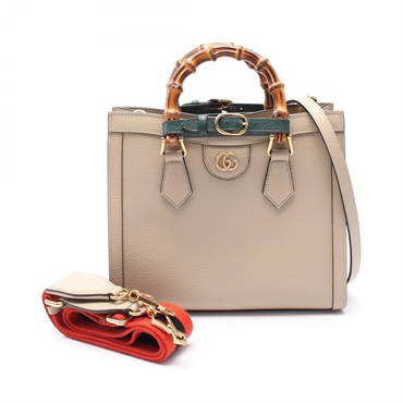 GUCCI diana small Hand shoulder crossbody tote bag 702721 leather Beige Used