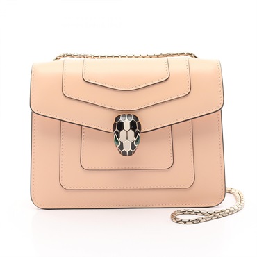 BVLGARI Serpenti Forever Chain Shoulder Bag crossbody leather Beige Used Women