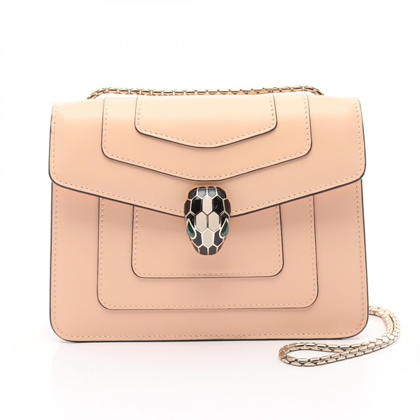 BVLGARI Serpenti Forever Chain Shoulder Bag crossbody leather Beige Used Women