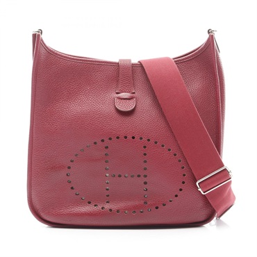 HERMES Evelyne 3 Trois GM Shoulder Bag H056277CK55 Clemence leather Ruby Used N