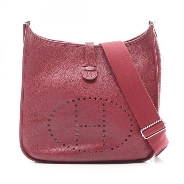 HERMES Evelyne 3 Trois GM Shoulder Bag H056277CK55 Clemence leather Ruby Used N