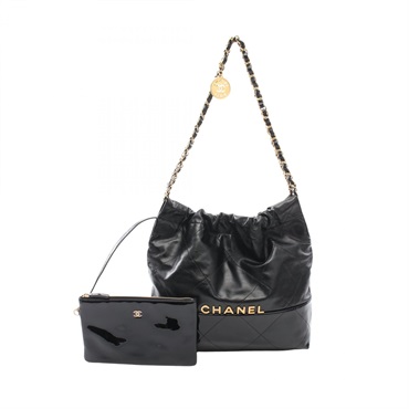 CHANEL Matelasse Chanel 22 Small Shoulder Bag AS3260 Patent leather Black Used