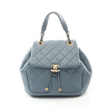 CHANEL Matelasse Backpack AS4493 Lambskin sheep leather Blue Used Women GHW CC