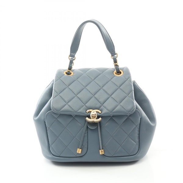 CHANEL Matelasse Backpack AS4493 Lambskin sheep leather Blue Used Women GHW CC