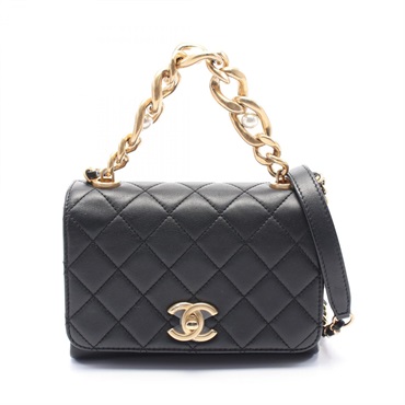 CHANEL Matelasse 2way Chain Shoulder Bag AS2639 leather Black Used Women GHW