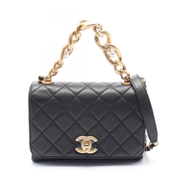 CHANEL Matelasse 2way Chain Shoulder Bag AS2639 leather Black Used Women GHW