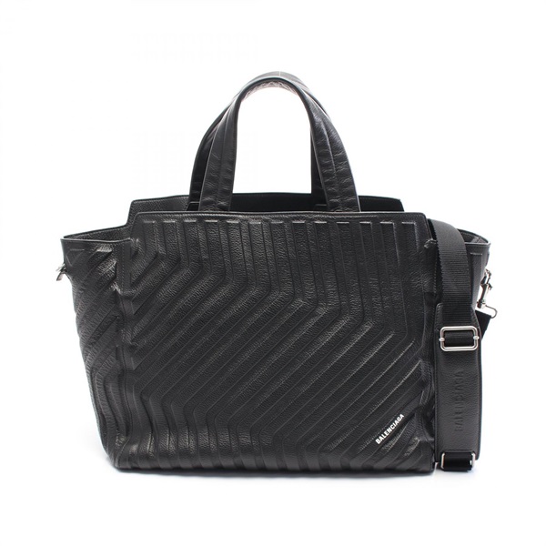 BALENCIAGA CAR EAST-WEST Tote shoulder crossbody Bag leather Black Used