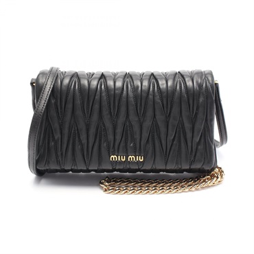Miu Miu MATELASSE chain Shoulder crossbody Bag 5BH017 leather Black Used