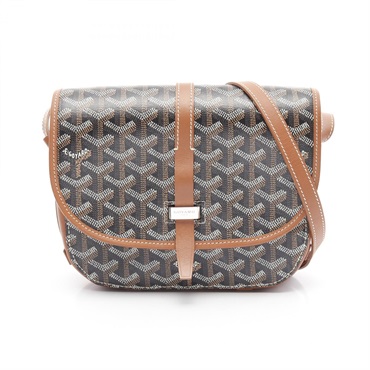 GOYARD Belvedere PM Crossbody Shoulder Bag canvas leather Brown Black Used Women