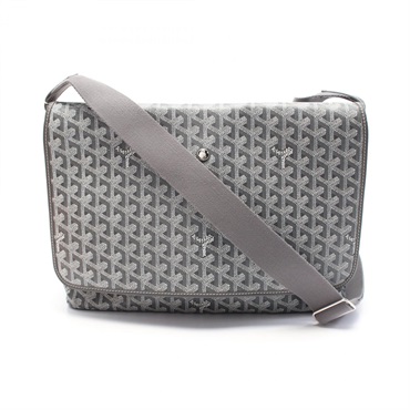 GOYARD Capecian MM Shoulder crossbody Bag canvas leather Gray White Used
